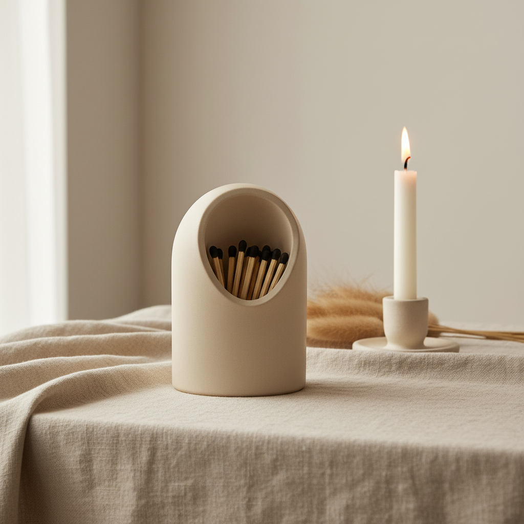 Aurum Match Holder — linen lifestyle